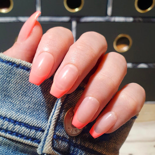 Coral French Tip Nude Nails 