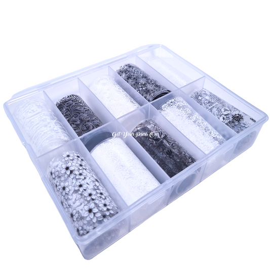 Lace BOX SET - 10 x 1m Nail Transfer Foils (BOX03)