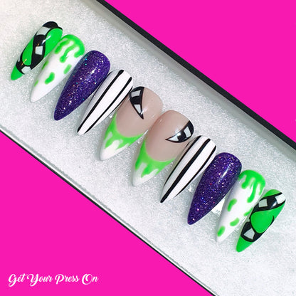 Beetlejuice Themed Press-On Nails