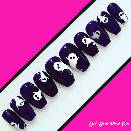 BOO! I see you! Ghost Press-On Nails. In ANY colour!